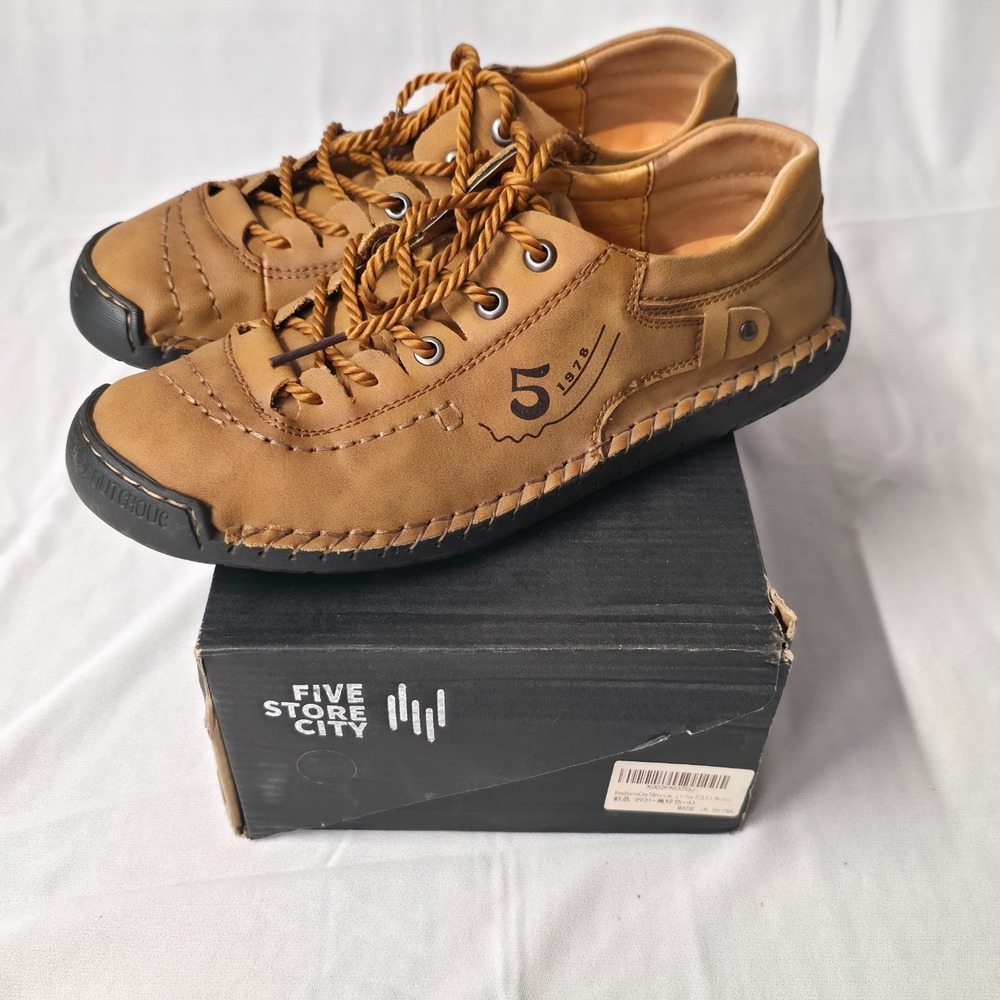Five‎ Store City Men's Brown Leather Boat Lace Up Shoes Size 9.5 NIB